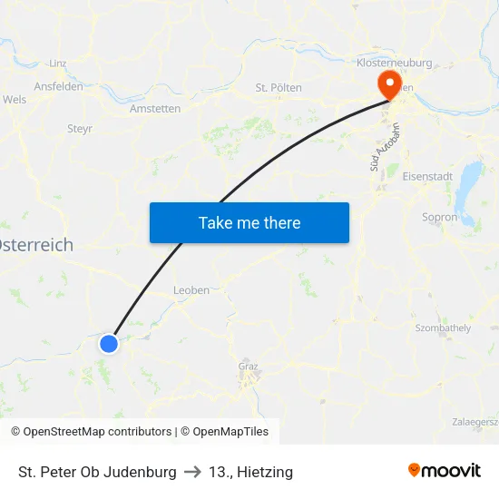 St. Peter Ob Judenburg to 13., Hietzing map