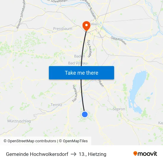 Gemeinde Hochwolkersdorf to 13., Hietzing map