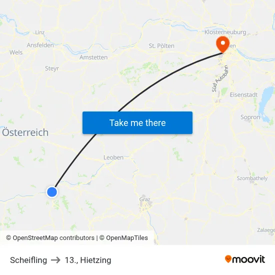 Scheifling to 13., Hietzing map