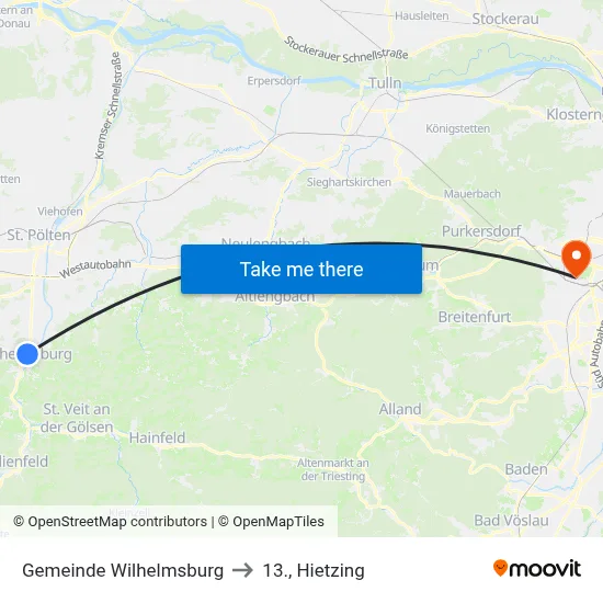 Gemeinde Wilhelmsburg to 13., Hietzing map