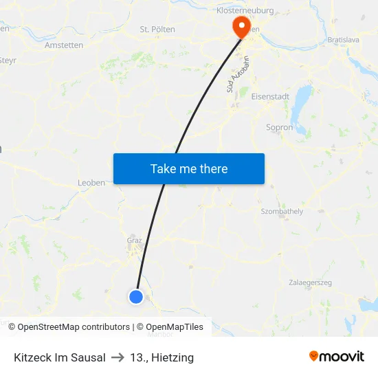 Kitzeck Im Sausal to 13., Hietzing map