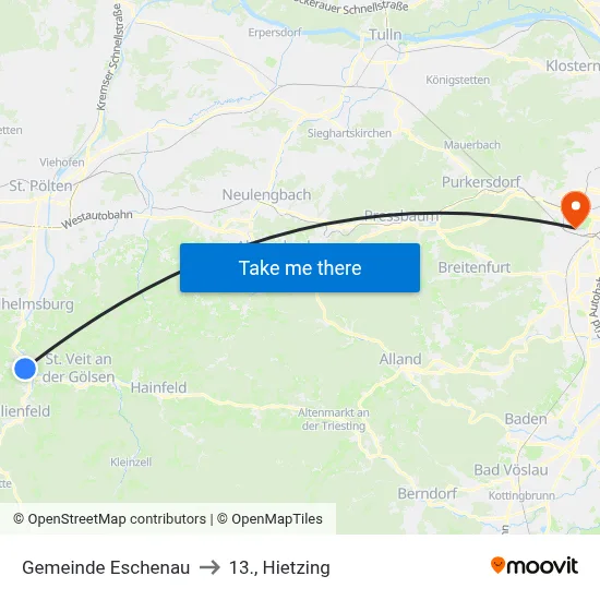 Gemeinde Eschenau to 13., Hietzing map