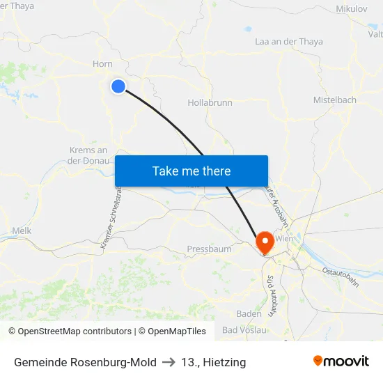 Gemeinde Rosenburg-Mold to 13., Hietzing map