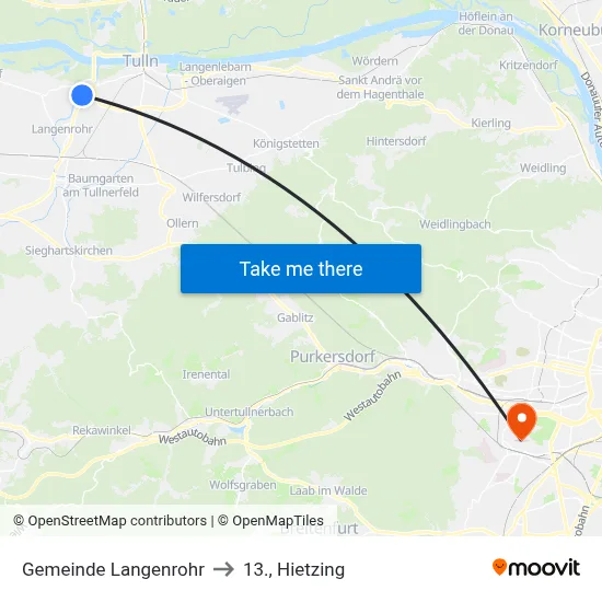 Gemeinde Langenrohr to 13., Hietzing map