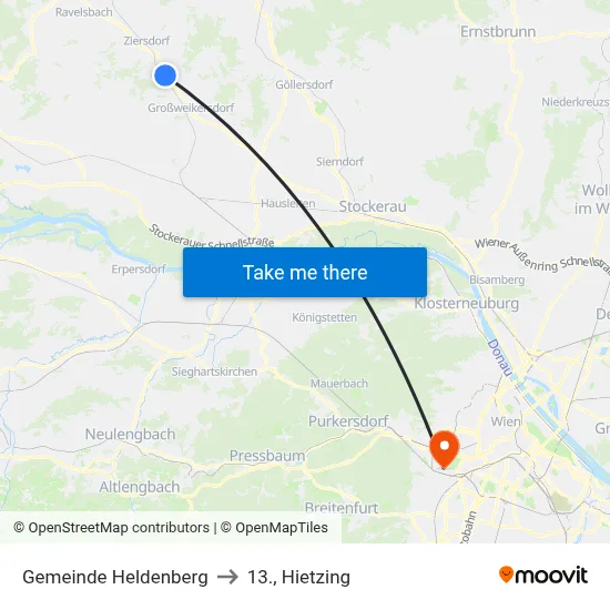Gemeinde Heldenberg to 13., Hietzing map