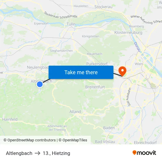 Altlengbach to 13., Hietzing map