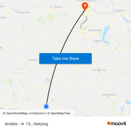 Arnfels to 13., Hietzing map