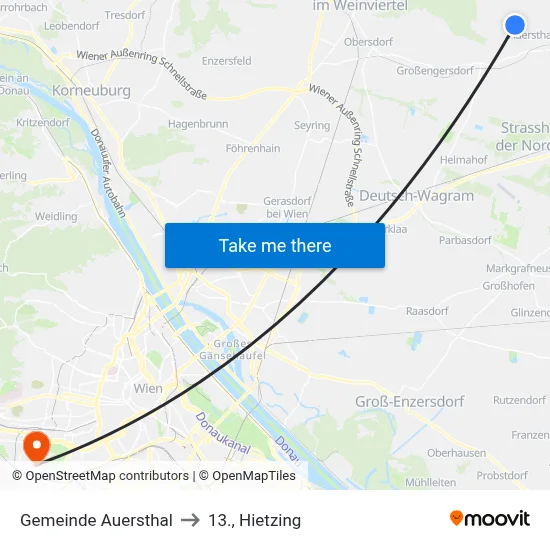 Gemeinde Auersthal to 13., Hietzing map