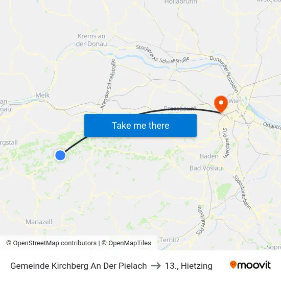 Gemeinde Kirchberg An Der Pielach to 13., Hietzing map