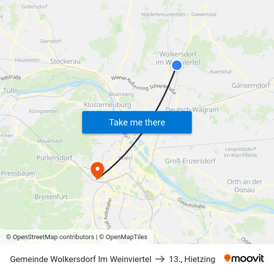 Gemeinde Wolkersdorf Im Weinviertel to 13., Hietzing map