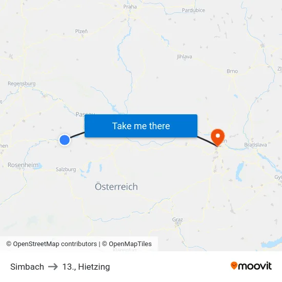 Simbach to 13., Hietzing map