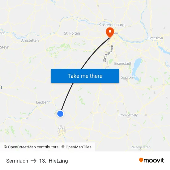 Semriach to 13., Hietzing map