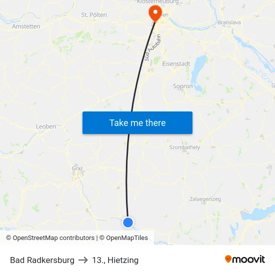 Bad Radkersburg to 13., Hietzing map