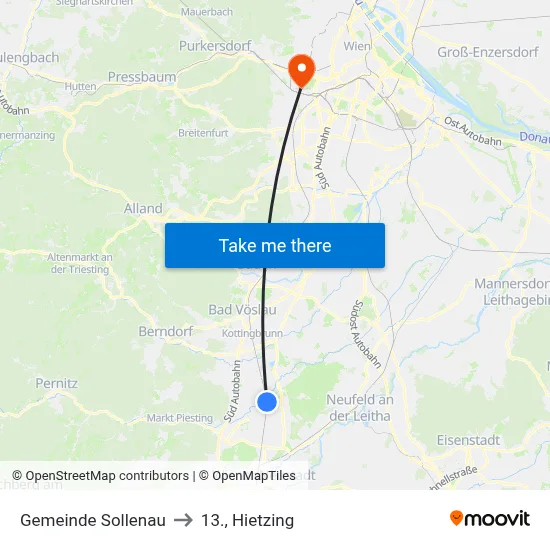 Gemeinde Sollenau to 13., Hietzing map
