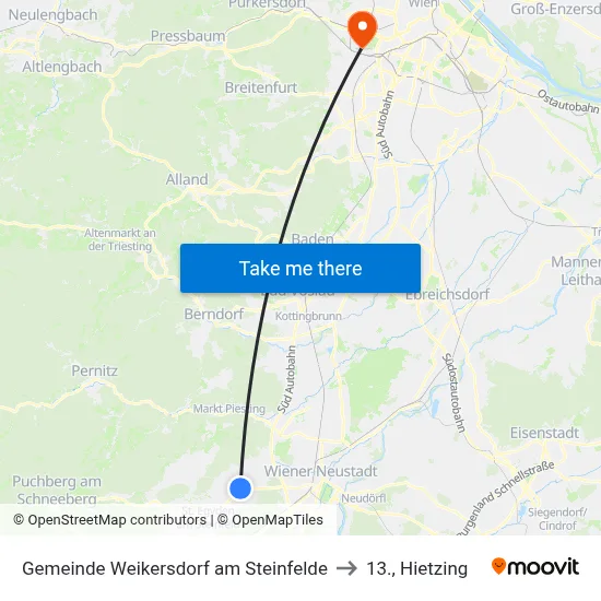 Gemeinde Weikersdorf am Steinfelde to 13., Hietzing map