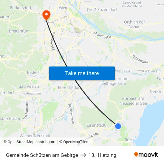 Gemeinde Schützen am Gebirge to 13., Hietzing map