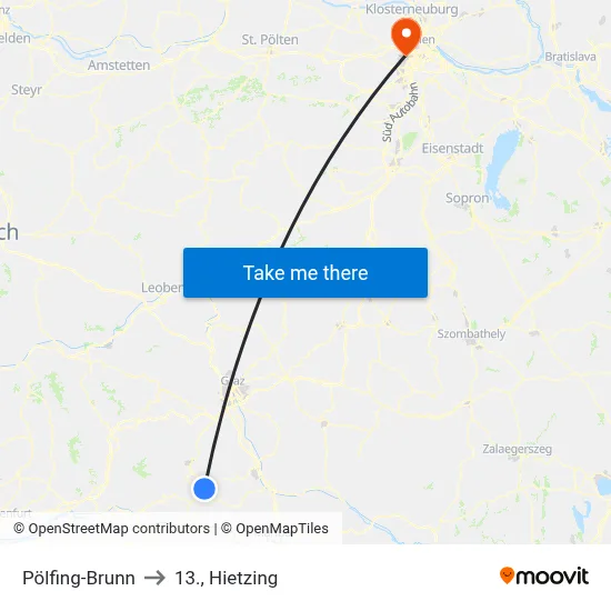 Pölfing-Brunn to 13., Hietzing map
