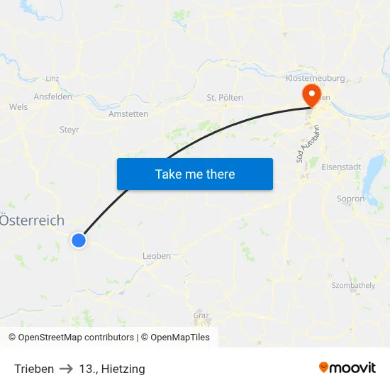 Trieben to 13., Hietzing map