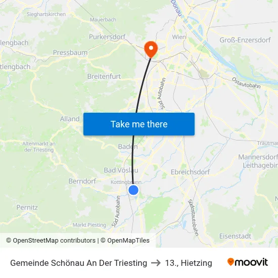 Gemeinde Schönau An Der Triesting to 13., Hietzing map