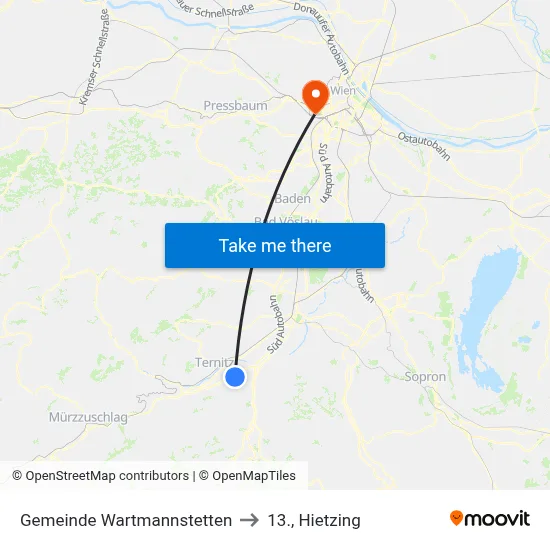 Gemeinde Wartmannstetten to 13., Hietzing map