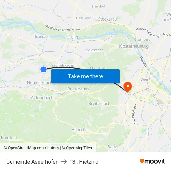 Gemeinde Asperhofen to 13., Hietzing map