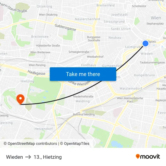 Wieden to 13., Hietzing map