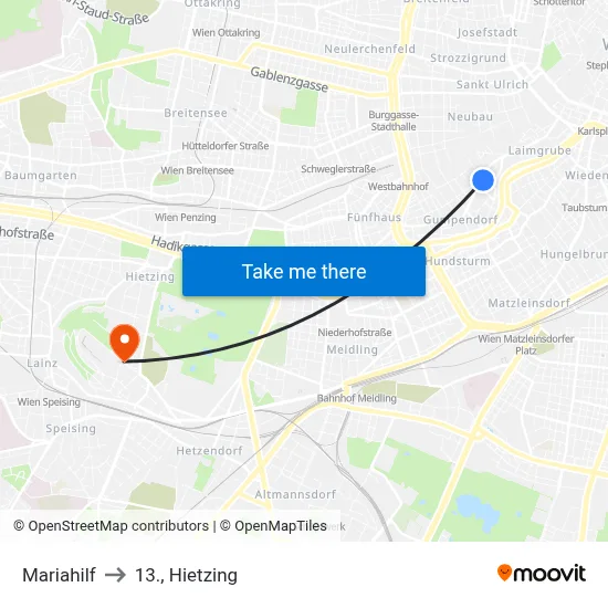 Mariahilf to 13., Hietzing map