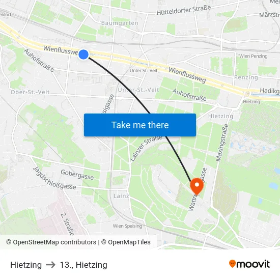 Hietzing to 13., Hietzing map