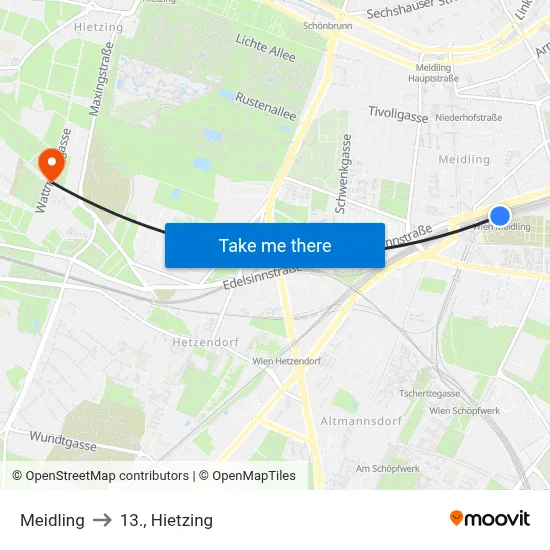 Meidling to 13., Hietzing map