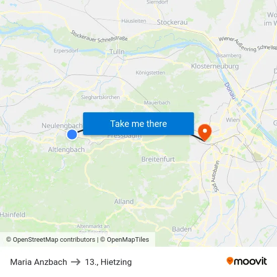 Maria Anzbach to 13., Hietzing map