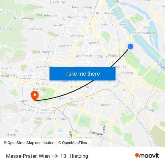 Messe-Prater, Wien to 13., Hietzing map