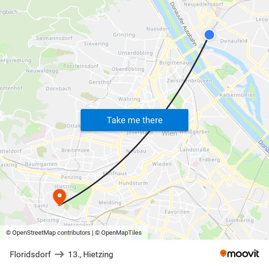 Floridsdorf to 13., Hietzing map