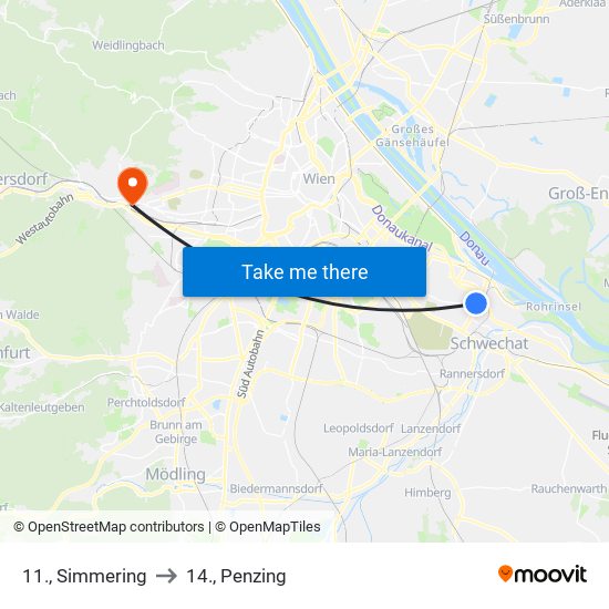 11., Simmering to 14., Penzing map
