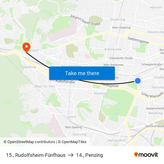 15., Rudolfsheim-Fünfhaus to 14., Penzing map