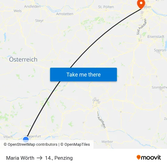Maria Wörth to 14., Penzing map