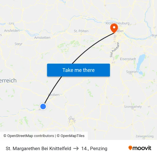 St. Margarethen Bei Knittelfeld to 14., Penzing map