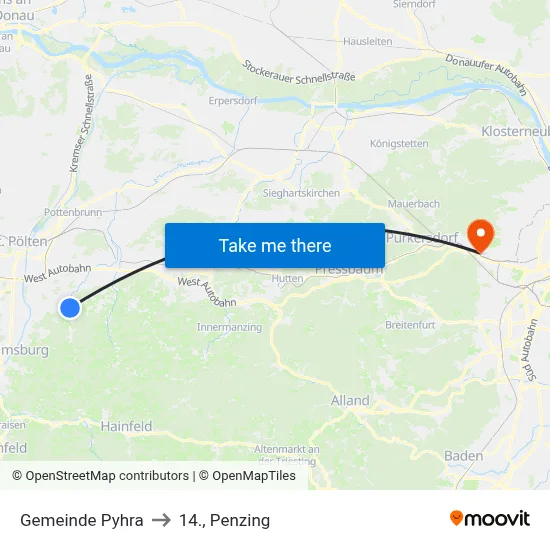 Gemeinde Pyhra to 14., Penzing map