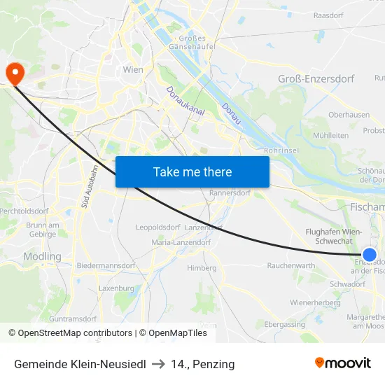 Gemeinde Klein-Neusiedl to 14., Penzing map