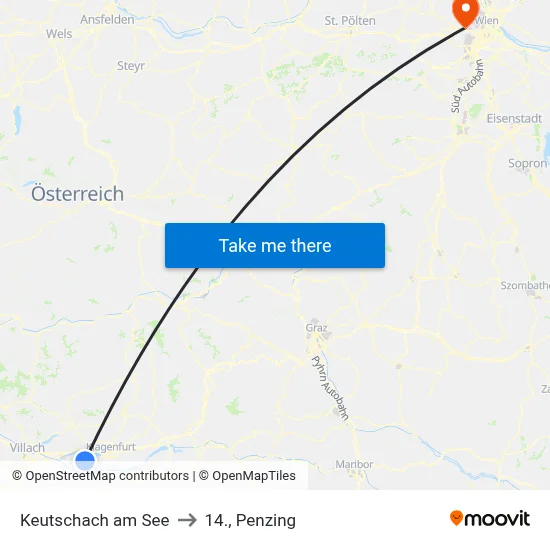 Keutschach am See to 14., Penzing map