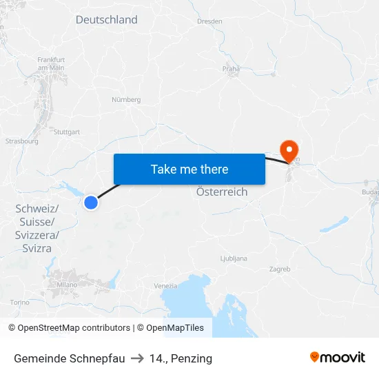 Gemeinde Schnepfau to 14., Penzing map