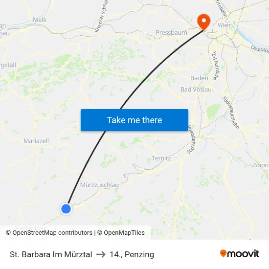 St. Barbara Im Mürztal to 14., Penzing map