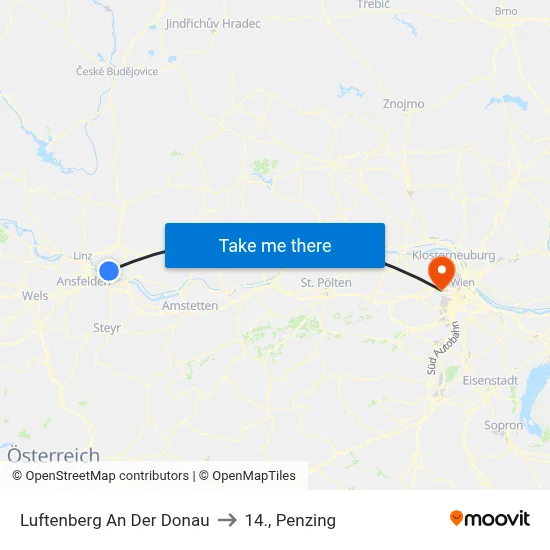 Luftenberg An Der Donau to 14., Penzing map