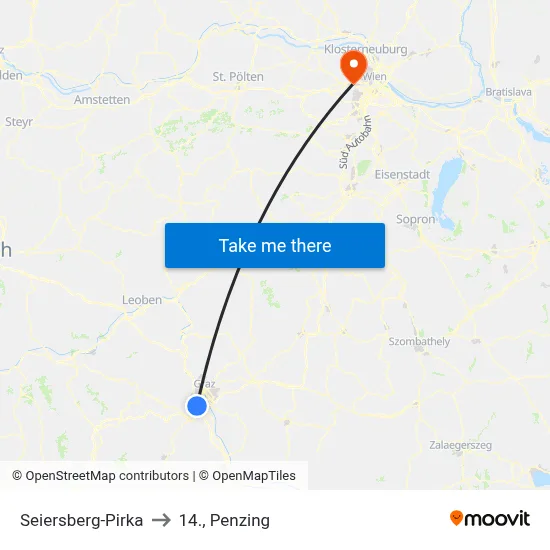 Seiersberg-Pirka to 14., Penzing map