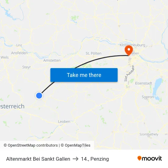 Altenmarkt Bei Sankt Gallen to 14., Penzing map