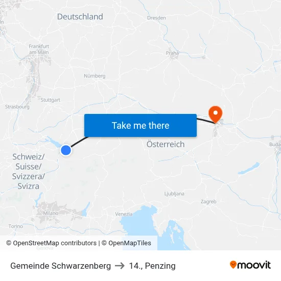 Gemeinde Schwarzenberg to 14., Penzing map