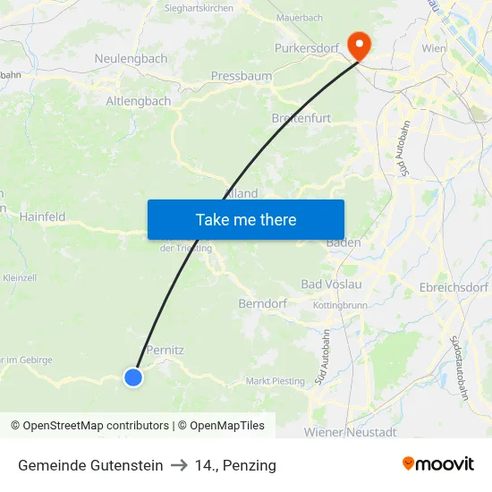 Gemeinde Gutenstein to 14., Penzing map
