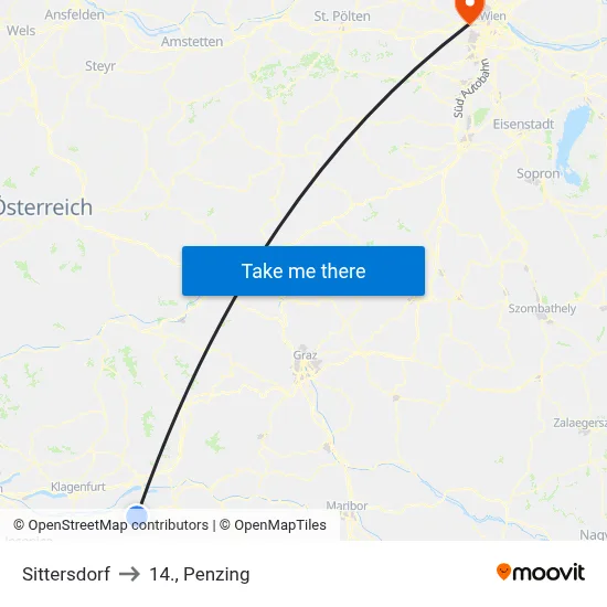 Sittersdorf to 14., Penzing map