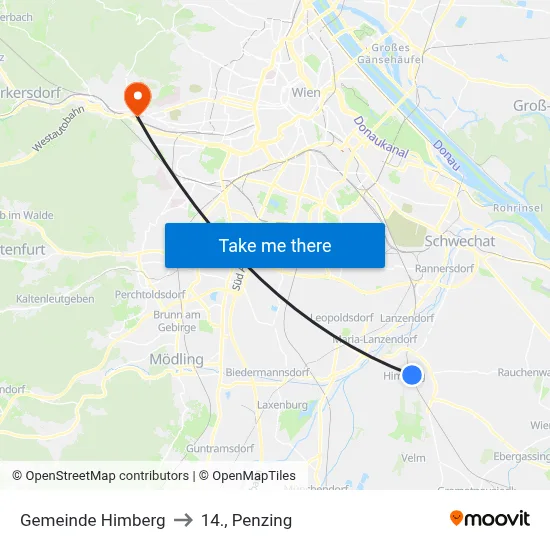 Gemeinde Himberg to 14., Penzing map