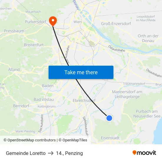Gemeinde Loretto to 14., Penzing map
