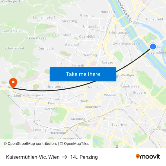 Kaisermühlen-Vic, Wien to 14., Penzing map